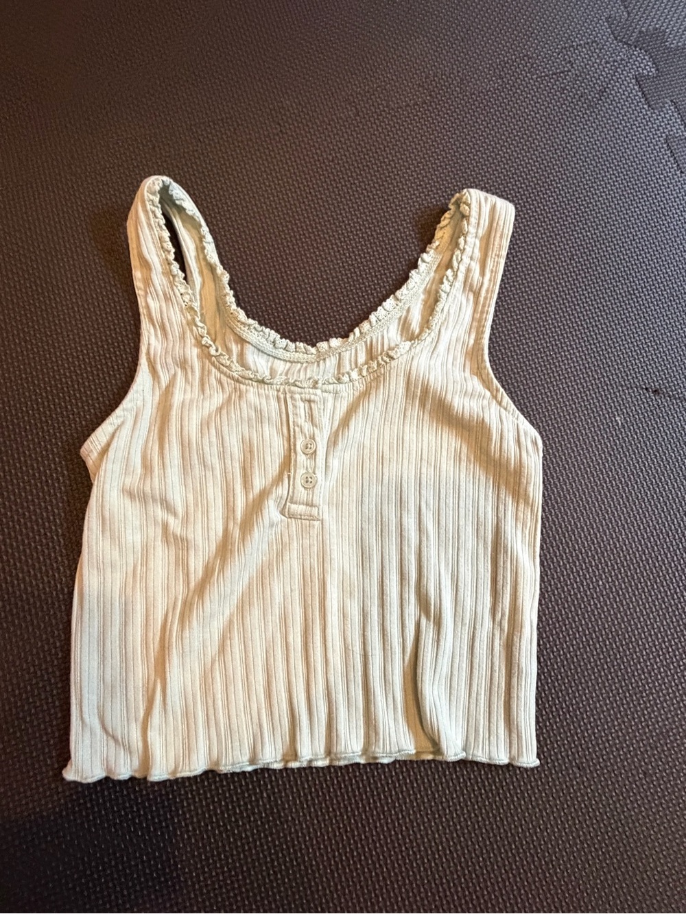 Aeropostale Cottage Core Ribbed Scoop Neck Tank Top - Light Mint